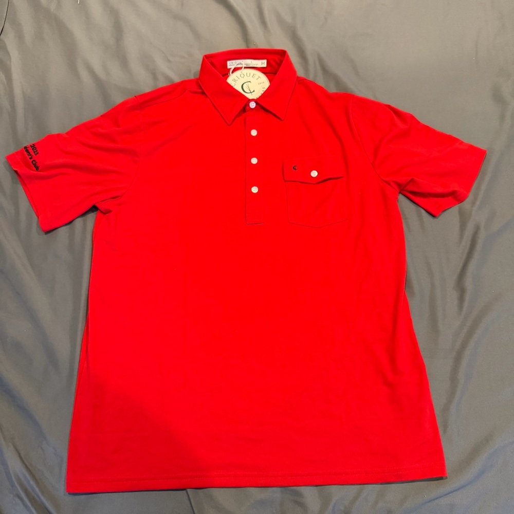 NWT Criquet Red L Men's Polo Shirt Short Sleeve Pocket Collared  Button